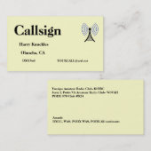 Light Yellow Amateur Radio Call Sign Visitenkarte (Vorne/Hinten)