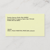 Light Yellow Amateur Radio Call Sign Visitenkarte (Rückseite)