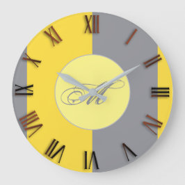 Light Yellow And Soft Gray Customize Große Wanduhr