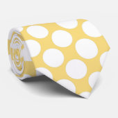 Light Yellow Jumbo Polka Dots Custom Necktie Krawatte (Gerollt)