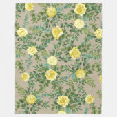 Light Yellow Khaki Ecru Rose Floral Wedding Fleecedecke (Vorderseite)