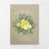 Light Yellow Khaki Ecru Rose Hochzeitsprogramme Dreifach-gefaltete Programmkarte (Cover)