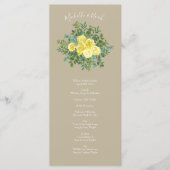 Light Yellow Khaki Ecru Rose Hochzeitsprogramme Menükarte (Vorderseite)