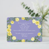 Light Yellow Periwinkle Blue Rose Information Card Einladung (Stehend Vorderseite)