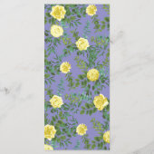 Light Yellow Periwinkle Blue Rose Wedding Menu Menükarte (Rückseite)