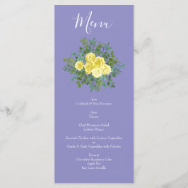 Light Yellow Periwinkle Blue Rose Wedding Menu Menükarte