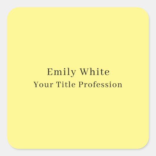 Light Yellow Plain Elegant Professional Modern Quadratischer Aufkleber (Vorderseite)