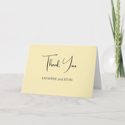 Light Yellow Simple Wedding Dankeschön Card Dankeskarte (Vorderseite)