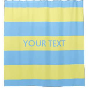 Light Yellow Sky Blue Bold H Strip #3 Monogram Duschvorhang