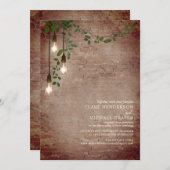 Lightbulb Greenery Garland Brick Virtual Einladung (Vorne/Hinten)