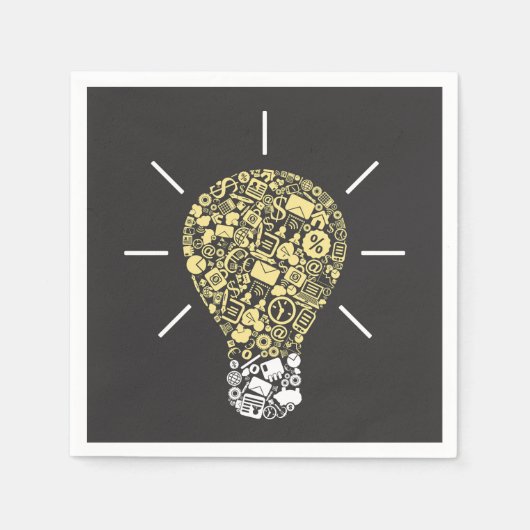 Lightbulb Idea Paper Napkins Serviette (Vorderseite)