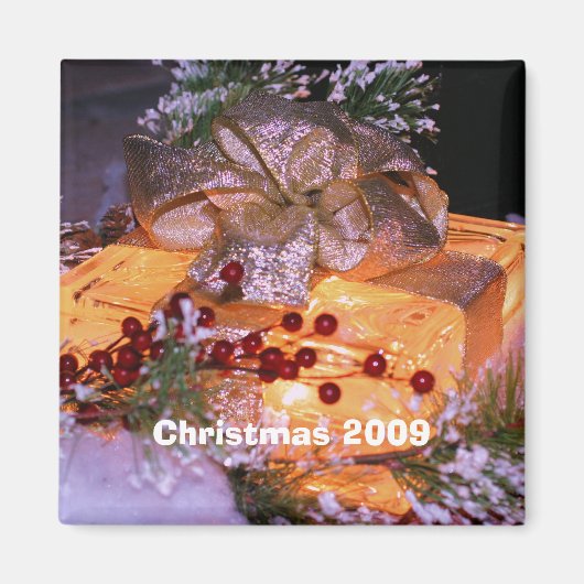 Lighted Geschenk Gold Bow Weihnachtsfeiertag Magne Magnet (Vorne)