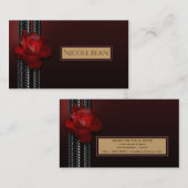Lighted Rose & Lace Burgundy Elegant Visitenkarte (Vorne/Hinten)