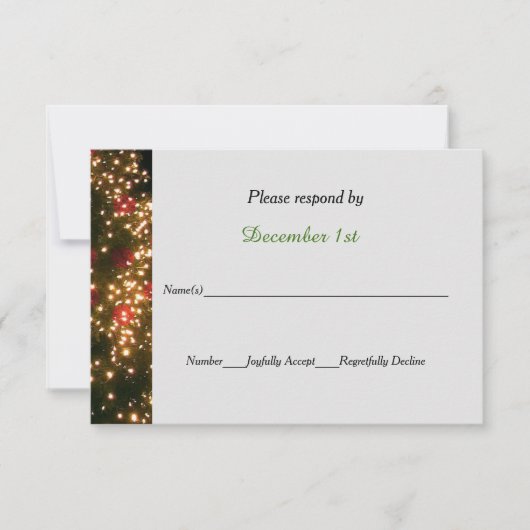 Lighted Tree on Black Christmas RSVP Einladung (Vorderseite)