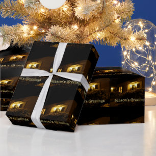 Lighted Zuhause In Snow - Die Grüße der Saison Geschenkpapier