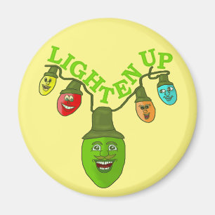 Lighten Up Funny Christmas Pub Cartoon Lights Magnet