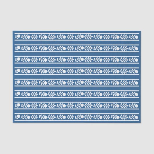 Lighter Blue Bone Inlay Floral Border Decoupage  Seidenpapier (Vorderseite)