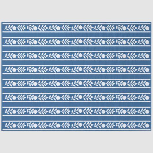 Lighter Blue Bone Inlay Floral Border Decoupage Seidenpapier (Vorderseite)