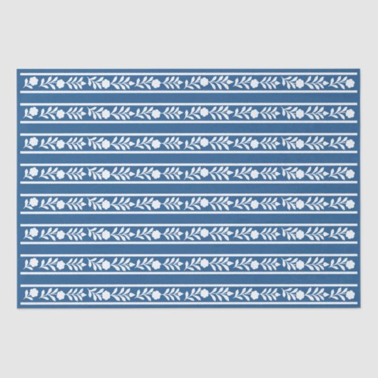 Lighter Blue Bone Inlay Floral Border Decoupage Seidenpapier (Vorderseite)