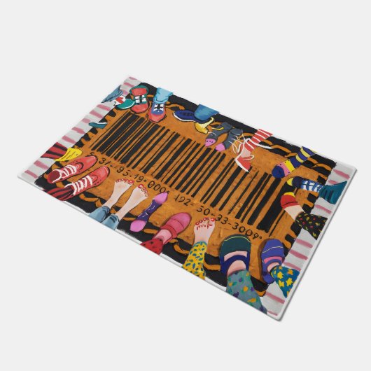 Lighthearstep Barcode Funny Feet Barcode Fußmatte (Schrägansicht)