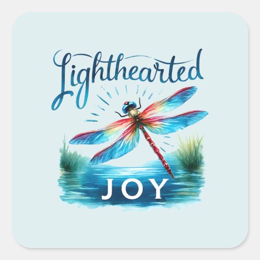 Lighthearted Joy - Artistic Dragonfly Quadratischer Aufkleber (Vorderseite)