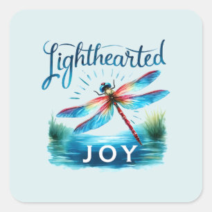 Lighthearted Joy - Artistic Dragonfly Quadratischer Aufkleber