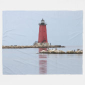 LIGHTHOUSE am See MICHIGAN Fleecedecke (Vorderseite (Horizontal))