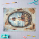 Lighthouse Art mit Rope Border Decoupage Seidenpapier (Basteln)