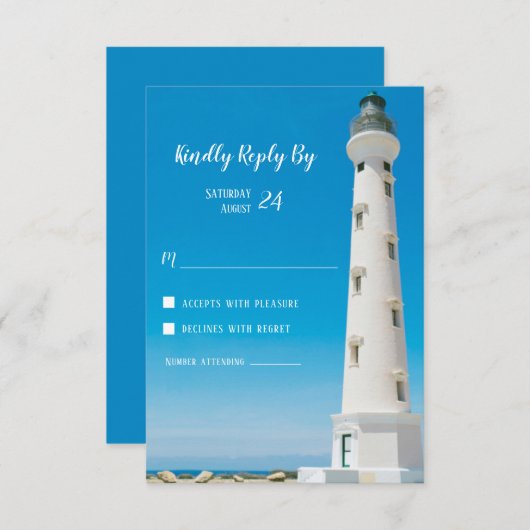 Lighthouse Aruba Hochzeit in Urlaubsort UAWG Respo Einladung (Vorne/Hinten)