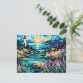 Lighthouse Bay Wildblume Garden Postkarte (Stehend Vorderseite)