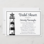 Lighthouse Beach Black Nautical Brautparty Einladung (Vorderseite)