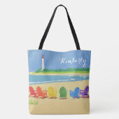 Lighthouse Beach Chairs Personalisiert Tasche (Rückseite)