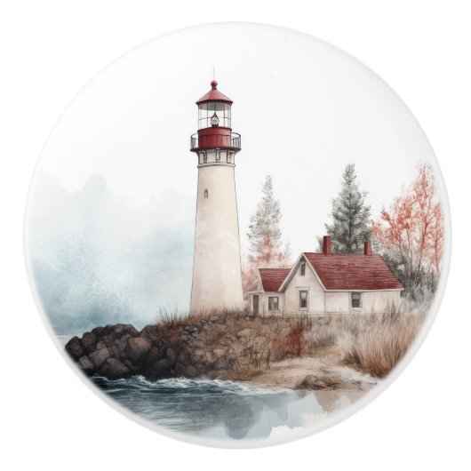 Lighthouse Beach Küste Landschaft Keramikknauf (Vorderseite)