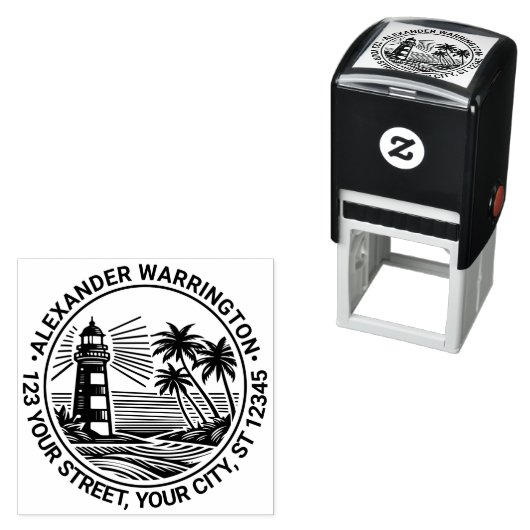 Lighthouse Beach Palm Trees Name Ret Adresse Permastempel (Beispiel)
