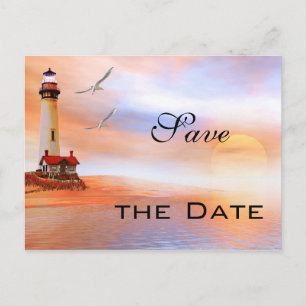Lighthouse Beach Save the Date Postcard Ankündigungspostkarte