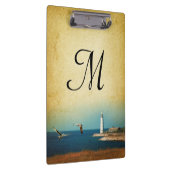 Lighthouse Beach Scene Monogram Initial Clip Board Klemmbrett (Rechts)