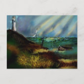 Lighthouse Beach Scene Postcard Postkarte (Vorderseite)