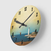 Lighthouse Beach Scene Wall Clock Runde Wanduhr (Winkel)