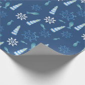 Lighthouse Beach Wasserfarbe Handgestrichen Außenb Geschenkpapier (Ecke)