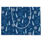 Lighthouse Beach Wasserfarbe Handgestrichen Außenb Große Geschenktüte (Vorderseite)