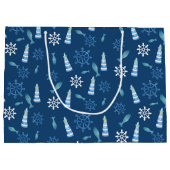 Lighthouse Beach Wasserfarbe Handgestrichen Außenb Große Geschenktüte (Rückseite)