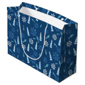 Lighthouse Beach Wasserfarbe Handgestrichen Außenb Große Geschenktüte (Rückseite Schrägansicht)