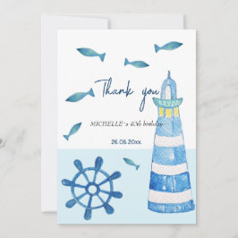 Lighthouse Beach Wasserfarbe Handgestrichen Dankeskarte