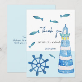 Lighthouse Beach Wasserfarbe Handgestrichen Dankeskarte