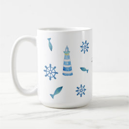 Lighthouse Beach Wasserfarbe Handgestrichen Kaffeetasse