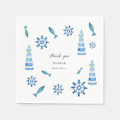 Lighthouse Beach Wasserfarbe Handgestrichen Serviette (Vorderseite)