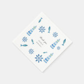 Lighthouse Beach Wasserfarbe Handgestrichen Serviette (Ecke)