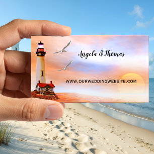 Lighthouse Beach Wedding Website Business Card Begleitkarte
