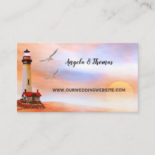 Lighthouse Beach Wedding Website Business Card Begleitkarte