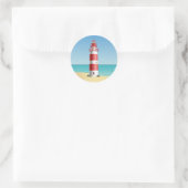 Lighthouse Beach Wedean Beach Brautparty Runder Aufkleber (Tasche)
